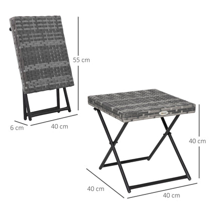 Mesa De Jardín Outsunny Acero, Pe Gris 40x40x40 Cm_2