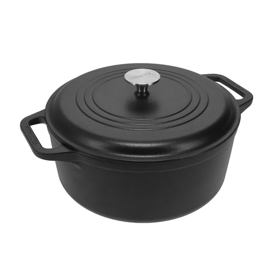 Victoria Horno Holandés Olla Inducción Hierro Fundido Esmaltado 25cm, Cocotte 3,8l, Sin Ptfe Ni Pfoa, 32296, Negro_0
