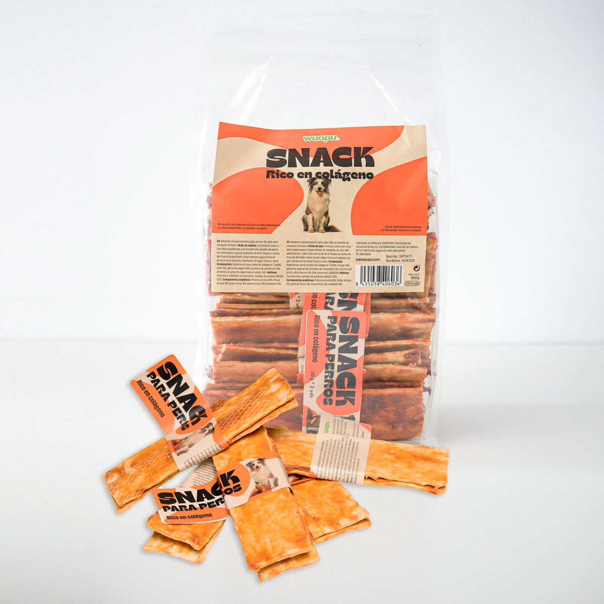 25u Snacks Colágeno Para Perro, De Gelatina De Buey Y Pollo, Bolsa De 25u Pack 2 Tabletas (60gr/pack)_0
