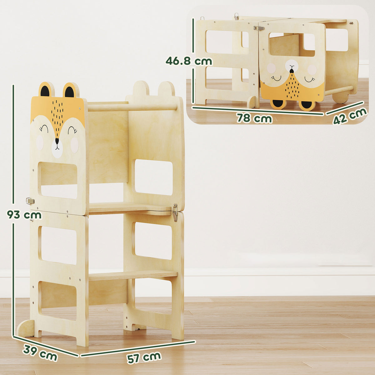 Torre De Aprendizaje Aiyaplay Madera Contrachapada Madera Natural 57x39x93 Cm_2