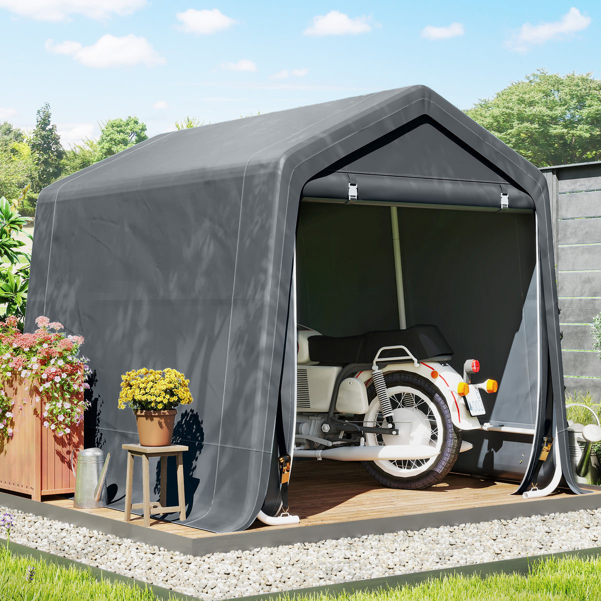 Outsunny Carpa De Jardín Para Herramientas 2,4x2x2 M Gris_1