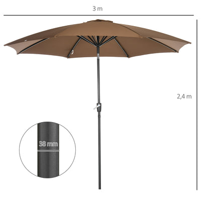 Sombrilla De Jardín Inclinable Con Manivela Outsunny Ø300x240cm Marrón_2