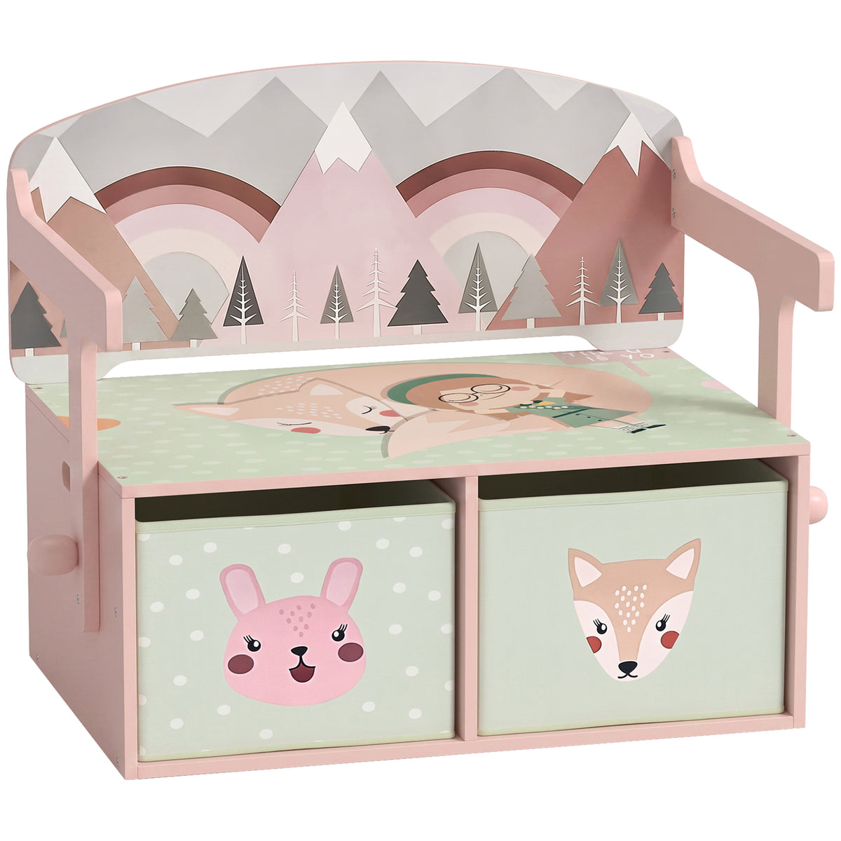Aiyaplay Banco Infantil Convertible 3 En 1 Juego De Mesa Y Silla Rosa_0