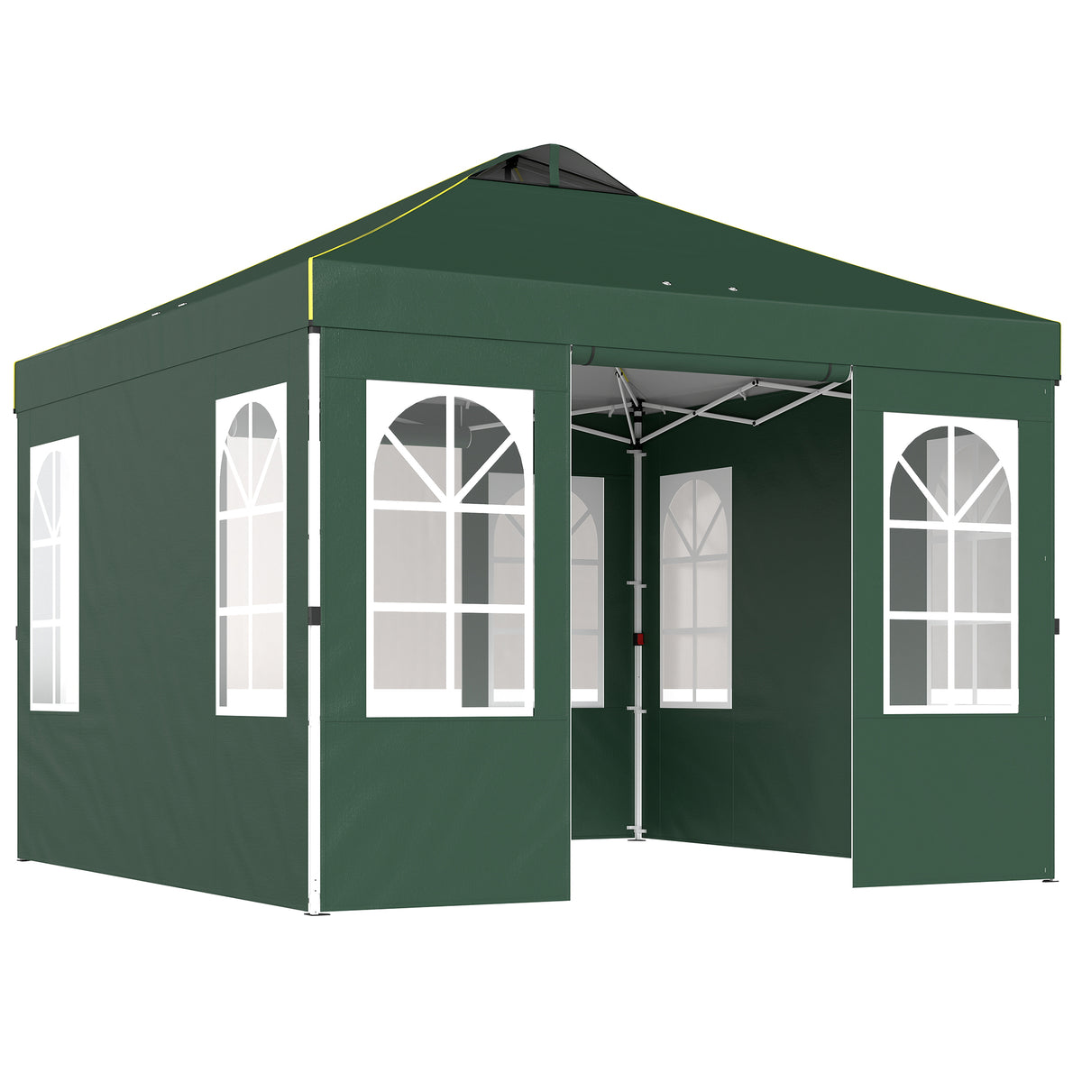 Carpa Plegable Outsunny Tela Oxford, Metal Verde 293x293x272 Cm_0
