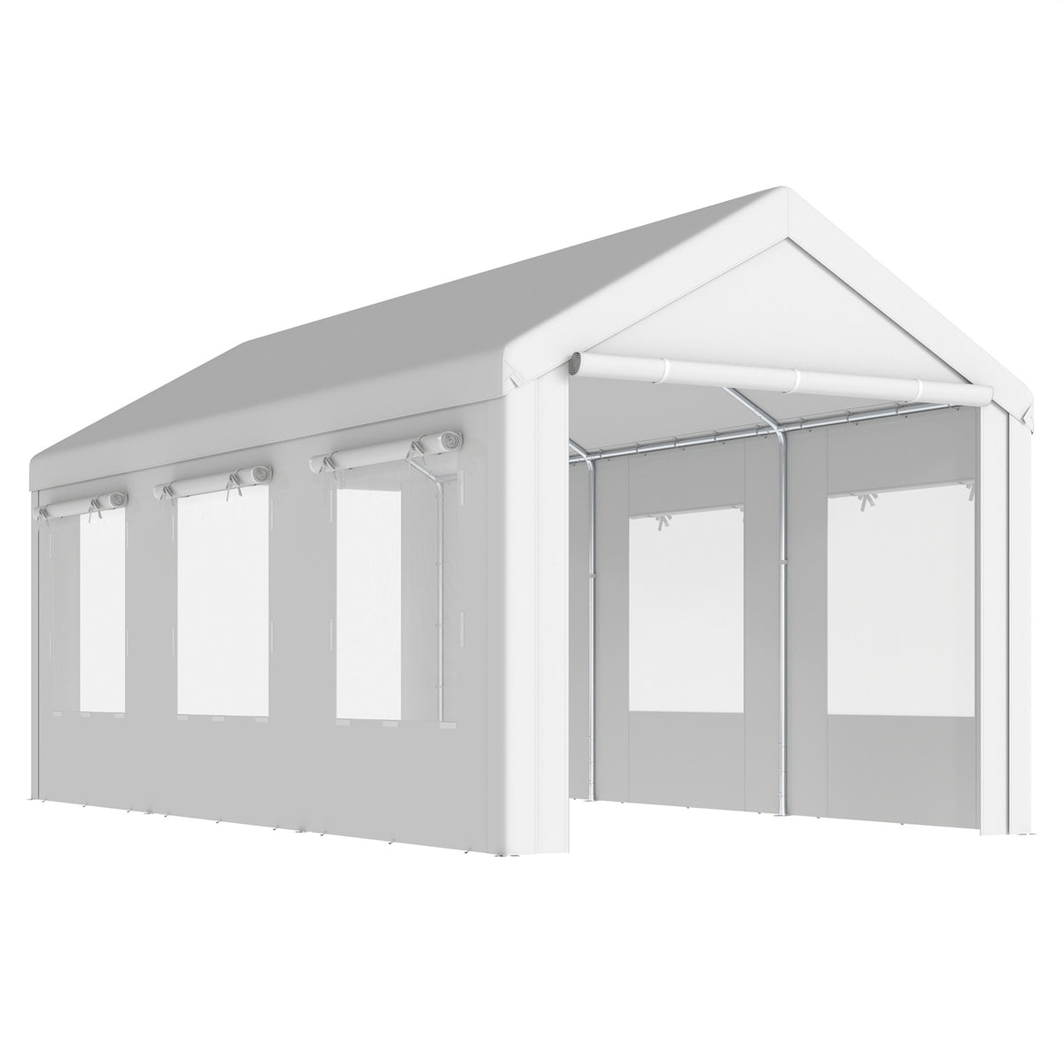 Carpa Para Garaje Outsunny Acero Galvanizado, Pe Blanco 600x295x295 Cm_0