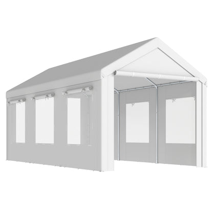 Carpa Para Garaje Outsunny Acero Galvanizado, Pe Blanco 600x295x295 Cm_0
