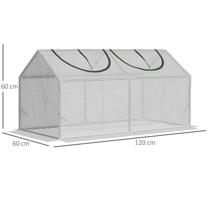 Invernadero De Terraza Outsunny Acero, Pe Blanco 120x60x60 Cm_2