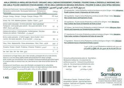 Amla En Polvo Bio | Samskara | Para Cabello Y Piel | Fuente Natural De Vitamina C, Colágeno Y Calcio - 1kg_1