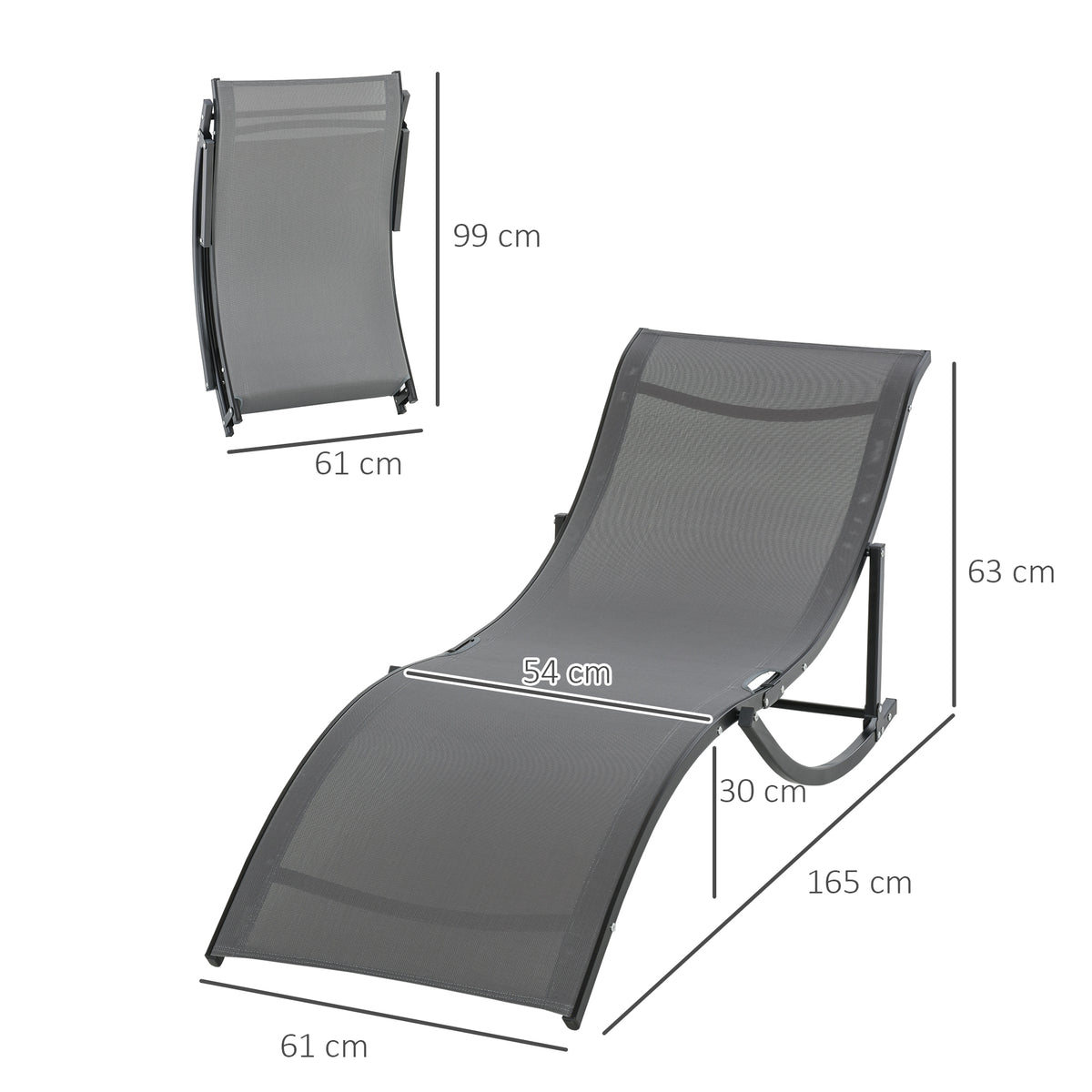 2 Tumbonas Plegables De Jardín Aluminio Outsunny 165x61x63 Cm Gris_2