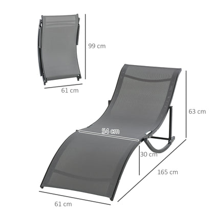 2 Tumbonas Plegables De Jardín Aluminio Outsunny 165x61x63 Cm Gris_2