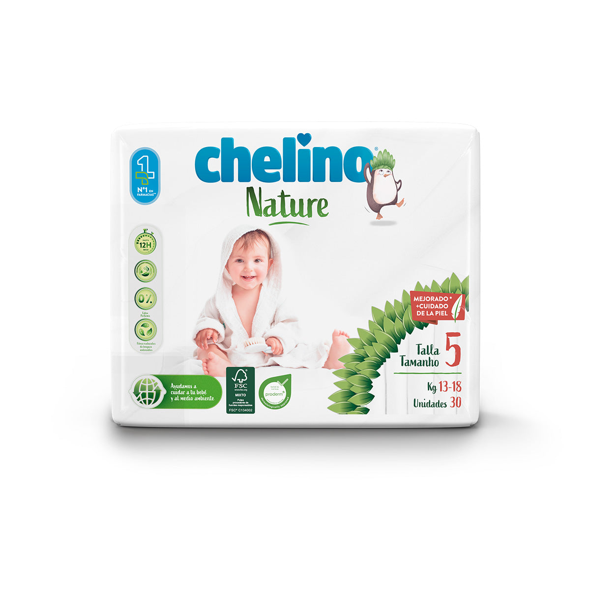 Pack 6x Pañales T5 13-18 kg Chelino Nature 30 Uds