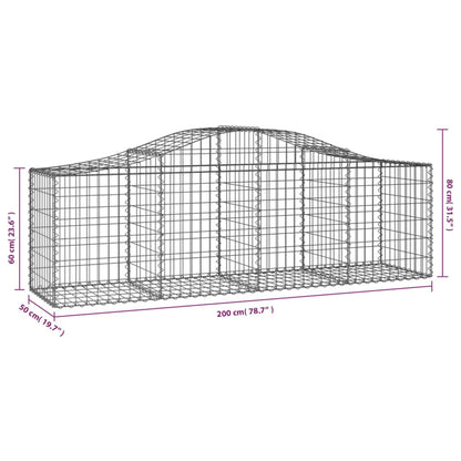 Cestas De Gaviones 6 Uds Forma De Arco Hierro 200x50x60/80 Cm_5
