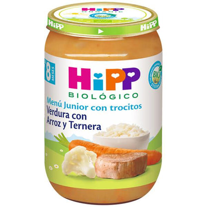 Pack x 3 Tarrito de verdura con arroz y ternera bio +8 meses HiPP 220 g