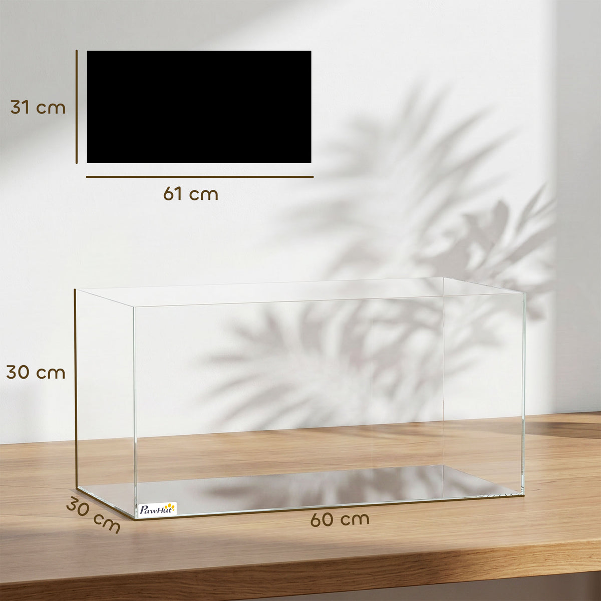 Acuario De Cristal Pawhut Vidrio Templado Transparente 60x30x30 Cm_2