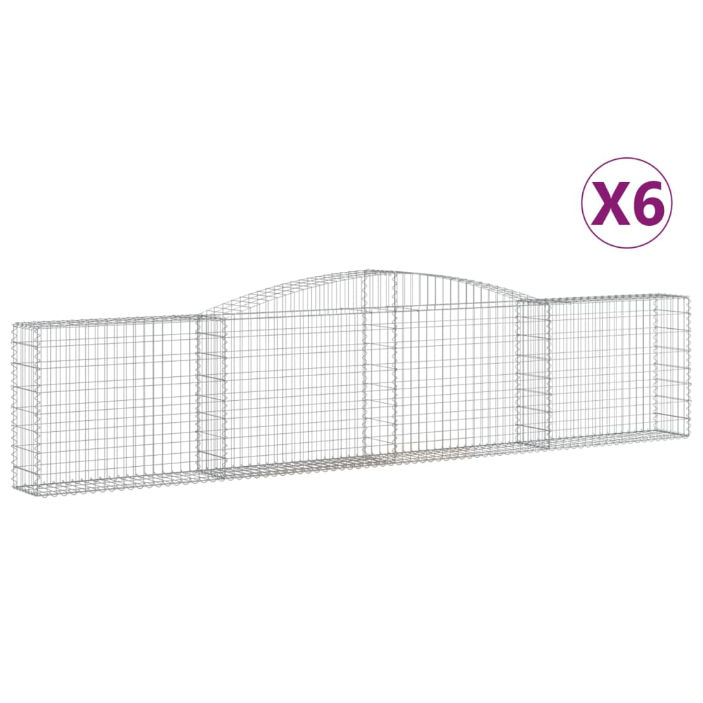Cestas De Gaviones 6 Uds Forma De Arco Hierro 400x30x80/100 Cm_0