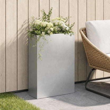 Macetero De Jardín Plateado 40 X 20 X 75 Cm Acero Inoxidable_1