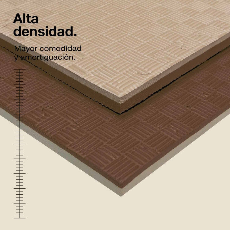 Tatami Puzzle 2cm 100x100cm, Pack 4 Unidades – Superficie 5 Líneas Marrón/beige Jowy_1