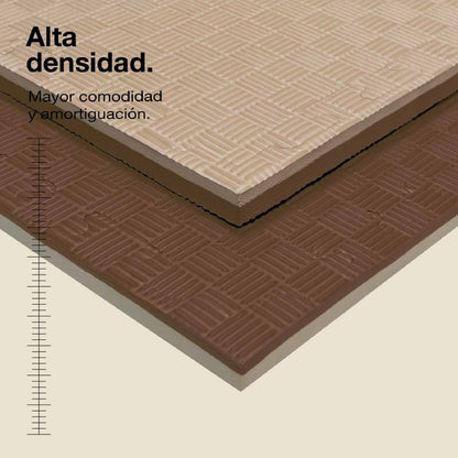 Tatami Puzzle 2cm 100x100cm, Pack 4 Unidades – Superficie 5 Líneas Marrón/beige Jowy_1