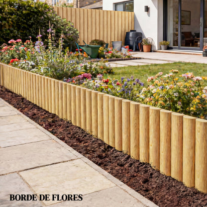 Valla De Jardín Outsunny Madera De Abeto Madera Natural 176x38 Cm_5