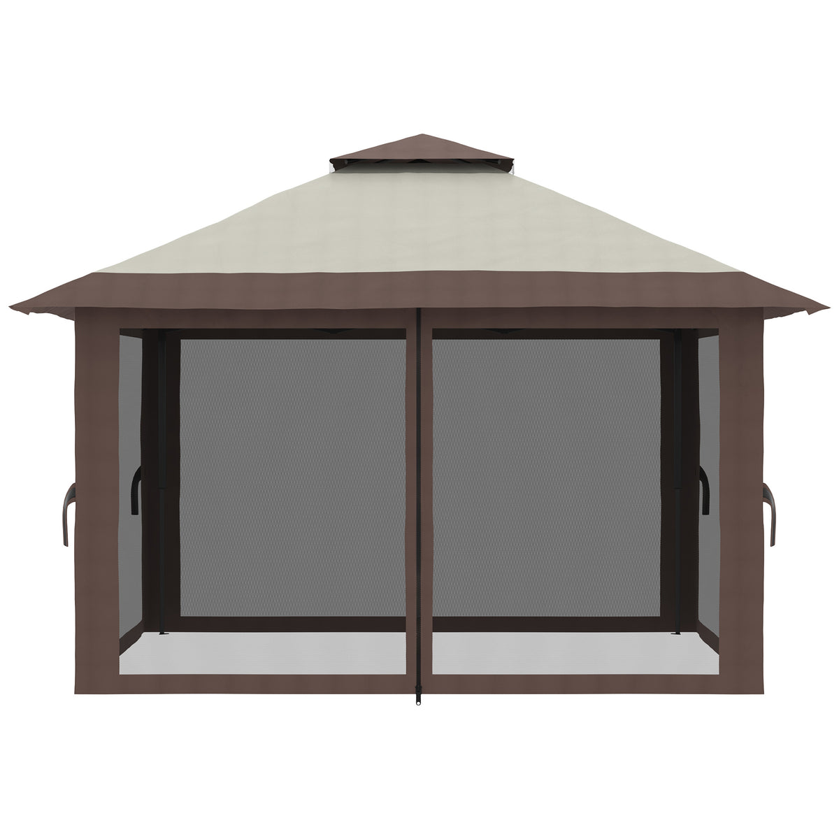 Carpa Plegable Outsunny Metal, Poliéster Beige 392x392x283 Cm_4