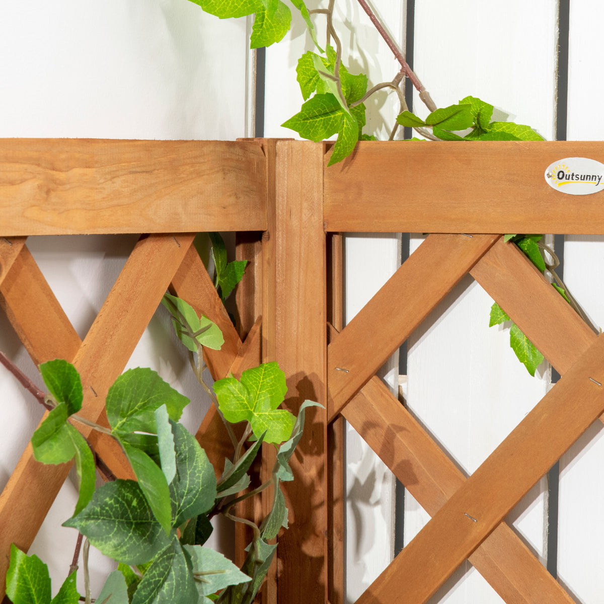 Jardinera Con Enrejado Outsunny Madera De Abeto Madera Natural 40x40x145 Cm_4