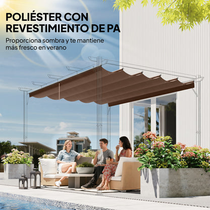 Cubierta Para Pérgola Outsunny Tela Poliéster Café 250x255x6 Cm_4