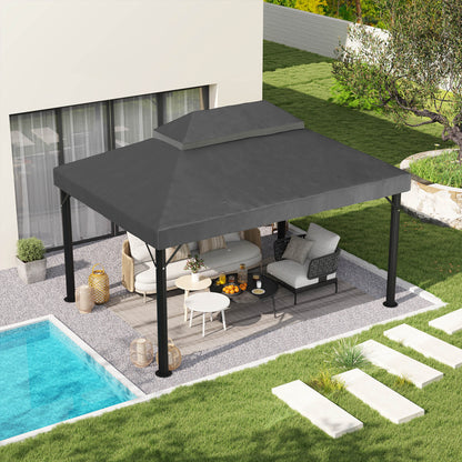 Techo De Repuesto Outsunny Tela Oxford Gris Oscuro 400x300 Cm_1
