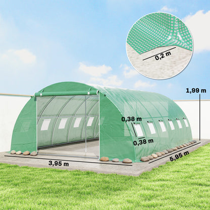 Invernadero De Túnel Outsunny Pe, Acero Galvanizado Verde 595x395x199 Cm_2