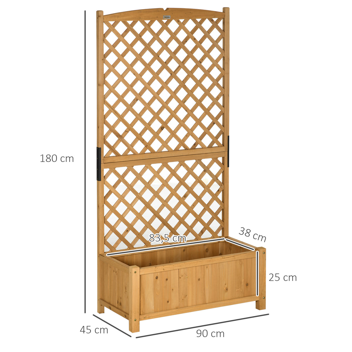 Arriate De Jardín Con Enrejado Para Patio Outsunny 90x45x180cm Natural_2