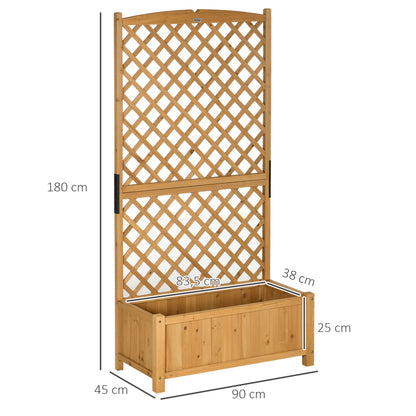 Arriate De Jardín Con Enrejado Para Patio Outsunny 90x45x180cm Natural_2