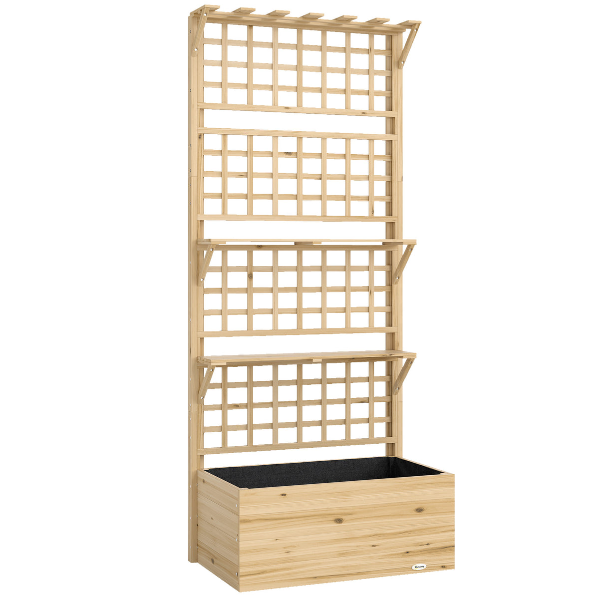 Jardinera Con Enrejado Outsunny Madera De Abeto Madera Natural 76x43.5x177 Cm_0