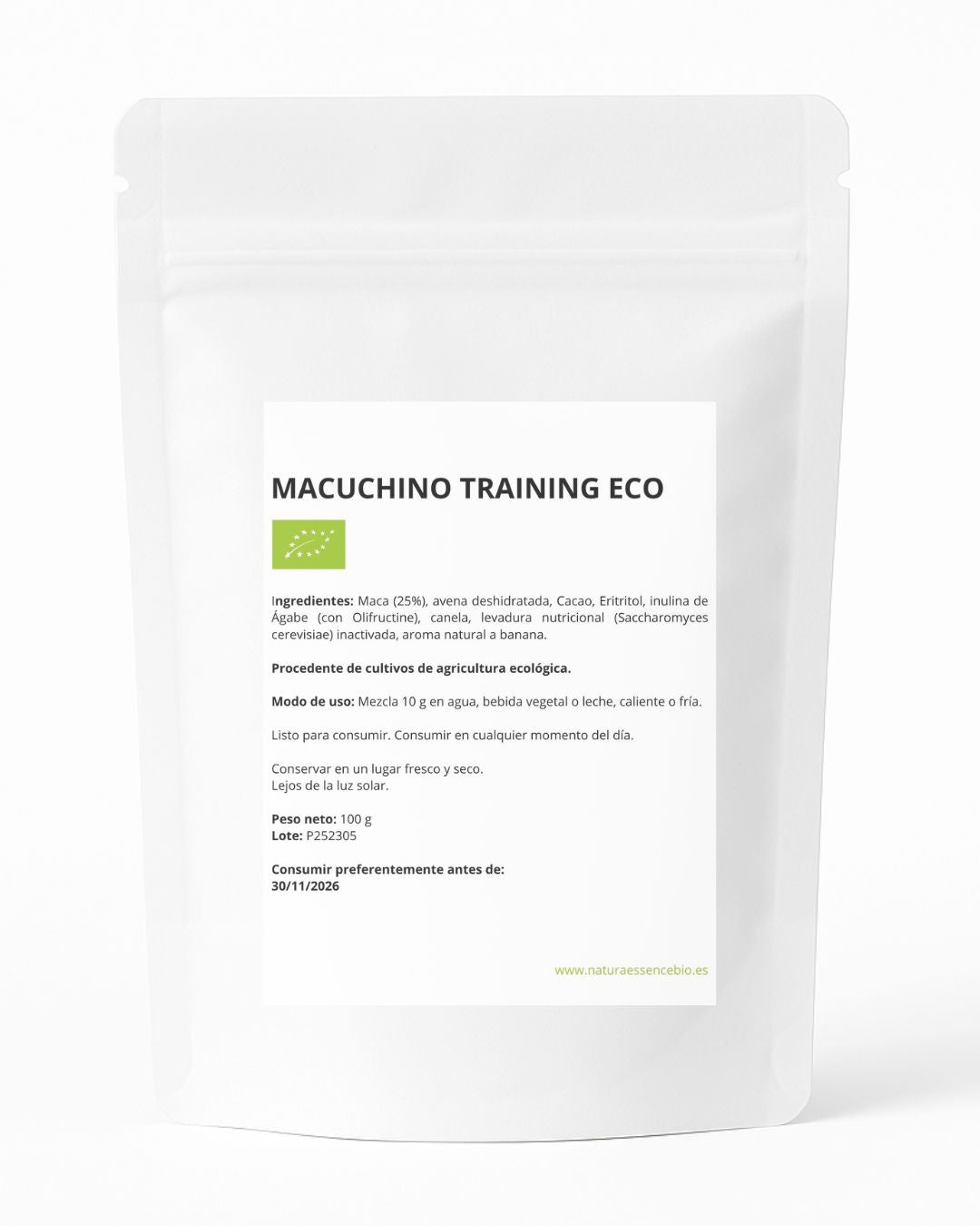 Macuchino Training Eco Sabor Cacao 100g – Mezcla Natural Con Maca, Avena Y Cacao ecológico_4