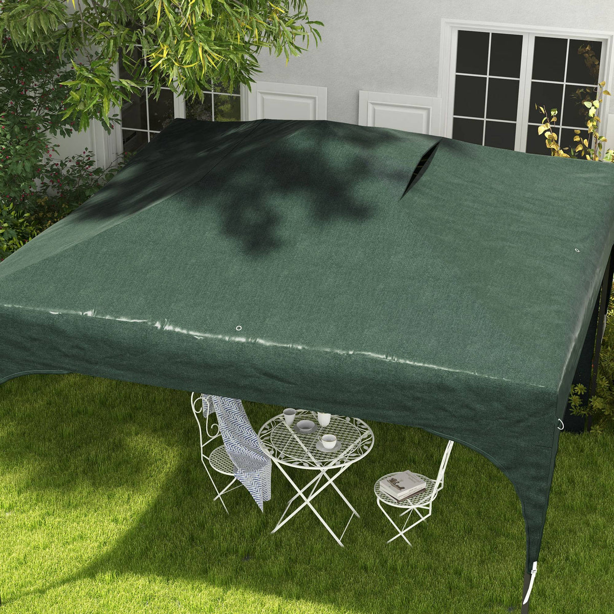 Carpa Plegable Outsunny Tela Oxford, Acero Verde 300x300x265 Cm_4