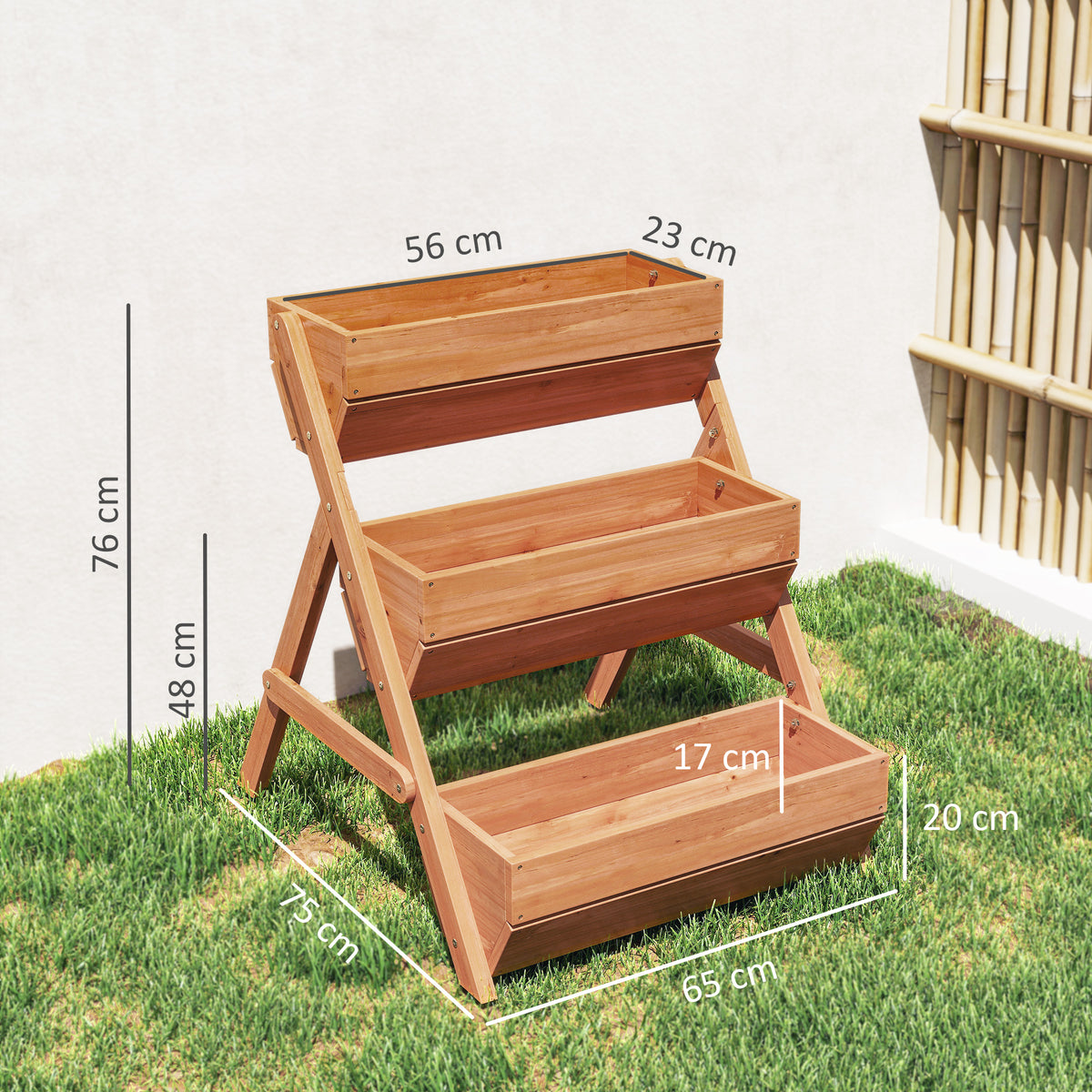 Jardinera Outsunny Madera De Abeto Marrón 65x75x76 Cm_2