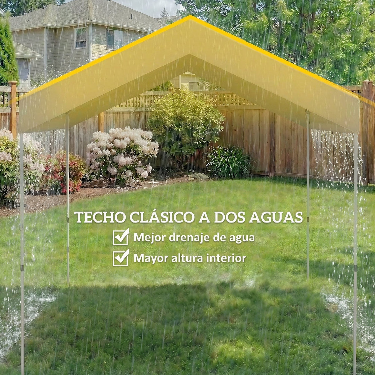 Carpa Plegable Outsunny Tela Oxford, Metal Beige 241x239x257 Cm_5