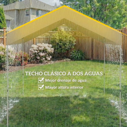 Carpa Plegable Outsunny Tela Oxford, Metal Beige 241x239x257 Cm_5