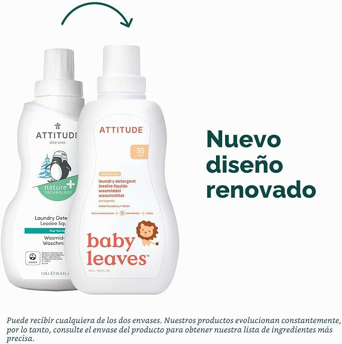 Detergente líquido para pieles sensibles aroma Pera Attitude 1,05 L