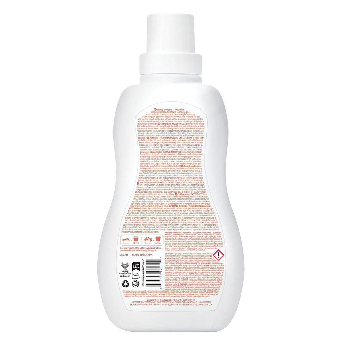 Detergente líquido para pieles sensibles aroma Pera Attitude 1,05 L