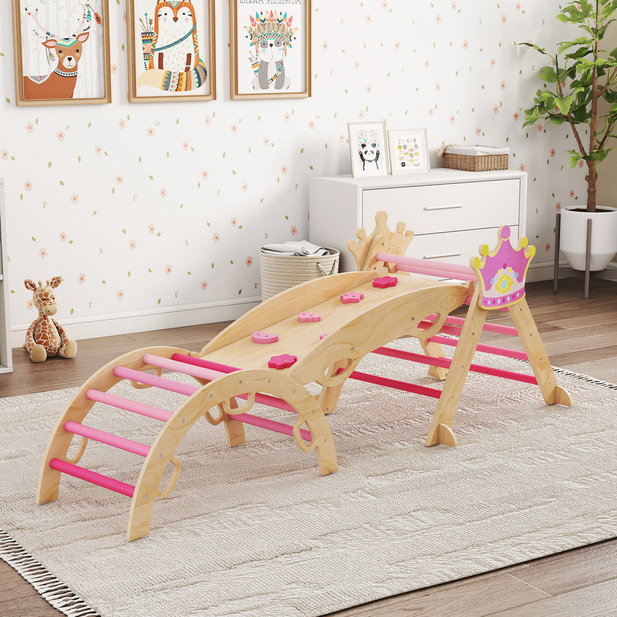 Triángulo De Escalada Aiyaplay Madera Contrachapado Rosa 195x74x38 Cm 331-099v00pk_1