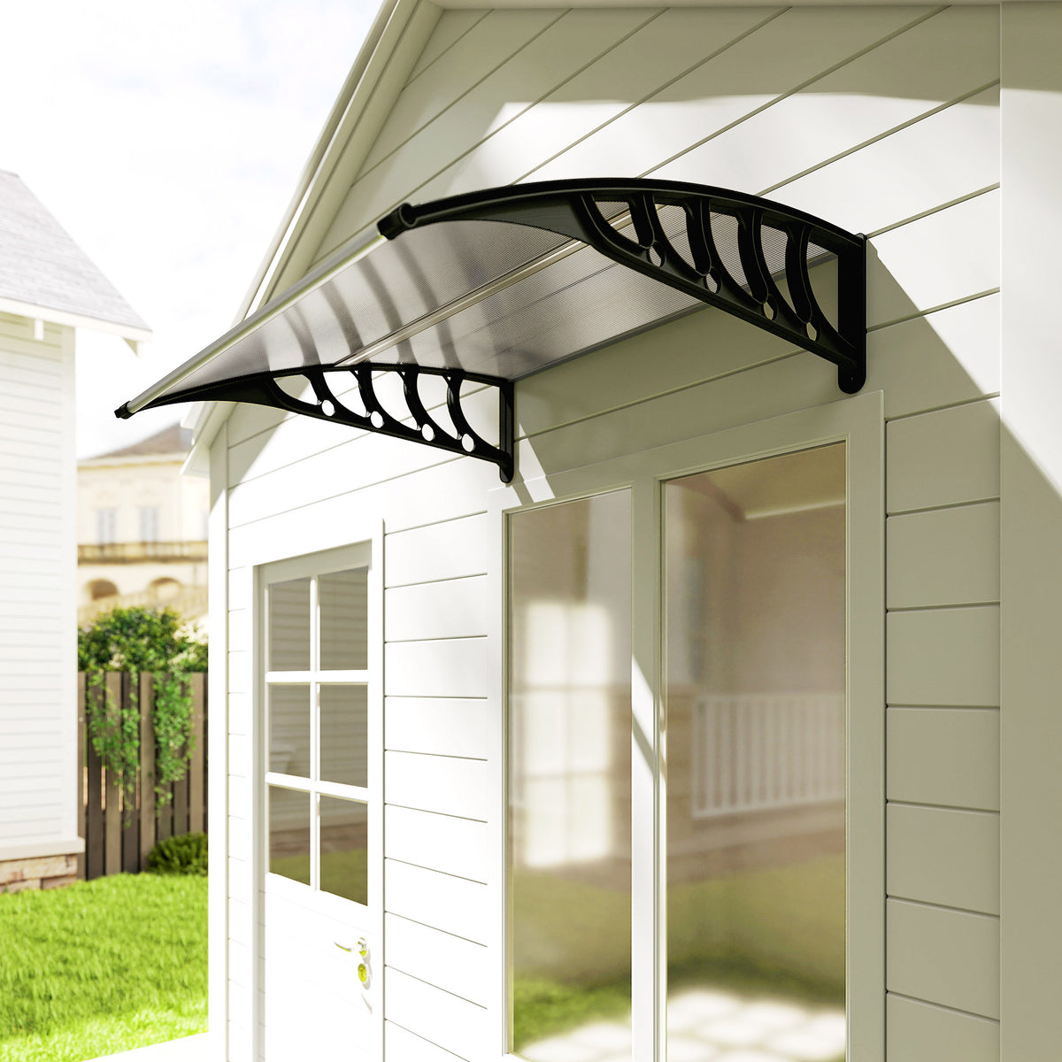 Marquesina Exterior Outsunny Policarbonato, Aluminio Transparente 103x96.5x27 Cm_4