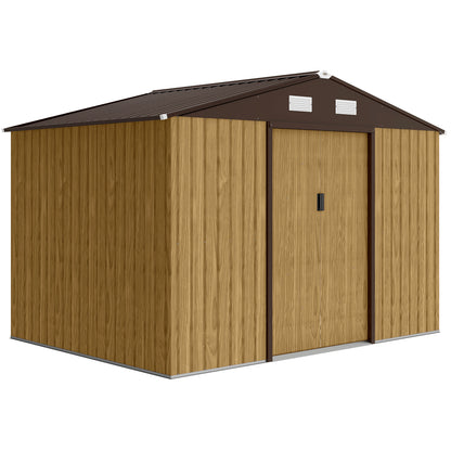 Caseta De Jardín Outsunny Acero Galvanizado Marrón 277x195x192 Cm_0