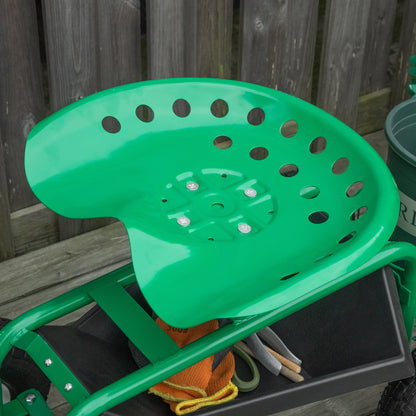 Carrito De Jardín Outsunny Metal, Pp Verde 98x45x87 Cm_4