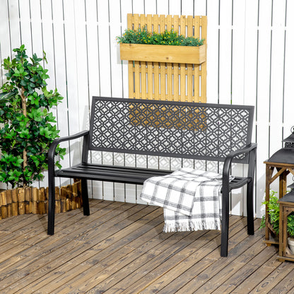 Banco De Jardín Outsunny Acero Negro 127x63x83 Cm_1