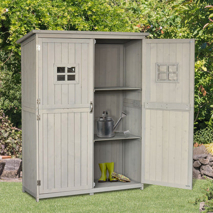 Cobertizo De Madera Outsunny Madera De Abeto Gris 127,5x50x164 Cm_1