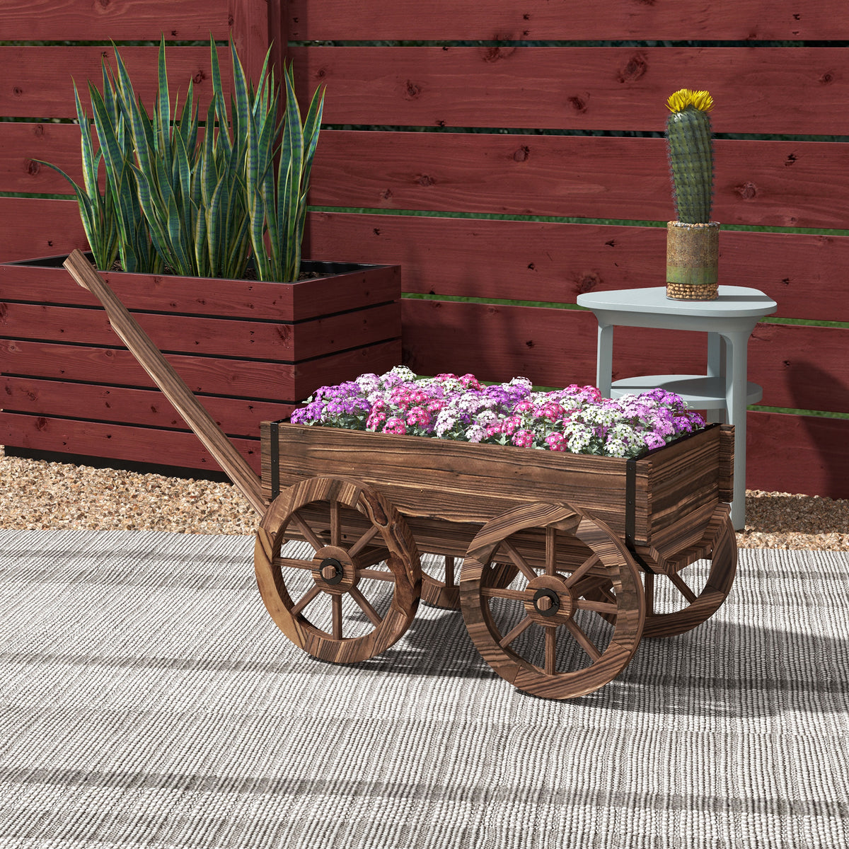 Jardinera Outsunny Madera De Abeto Carbonizado 120x41x54 Cm_1