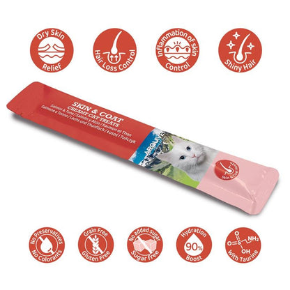 Creamy Cat Treats Snack cremoso funcional Skin &amp; Coat Salmón y Atún Arquivet 5x14 g