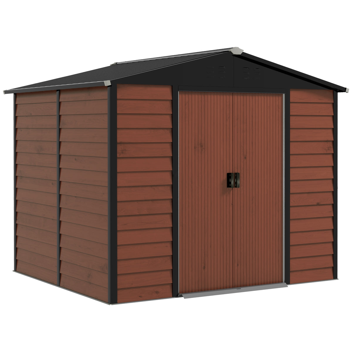 Cobertizo De Jardín Outsunny Acero Galvanizado Marrón 240x206x198 Cm_0