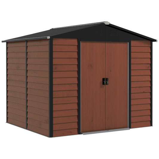 Cobertizo De Jardín Outsunny Acero Galvanizado Marrón 240x206x198 Cm_0