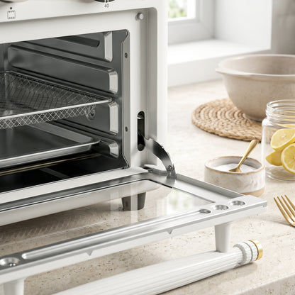 Homcom Horno Freidora De Aire 12 L Con 3 Mandos Convección 360° Bandeja Y Cesta_4