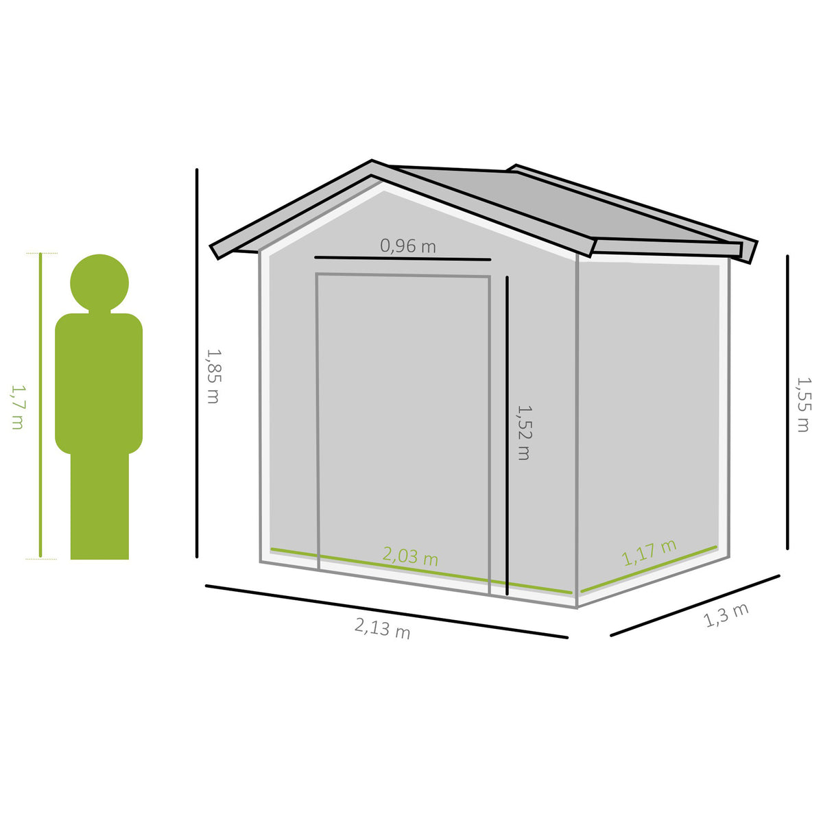Caseta De Jardín Con 2 Puertas Correderas Outsunny 213x130x185cm Caqui_2